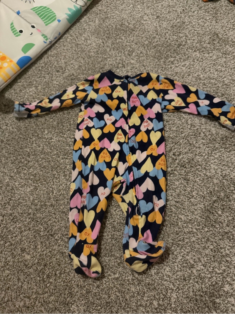 Old Navy Navy Heart-Print Fleece Footed One-Piece